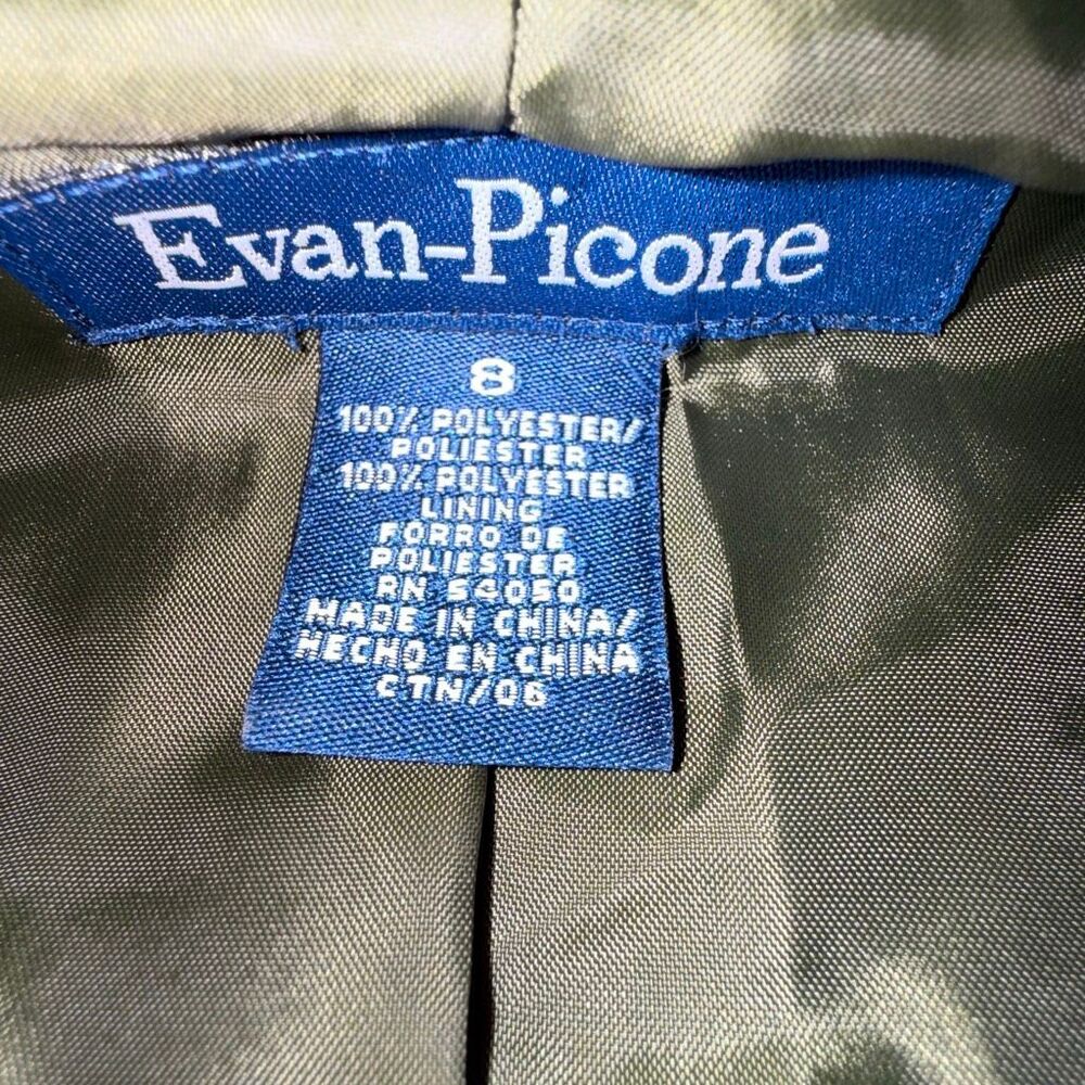 Vintage Evan-Picone Olive Faux Suede Utility Safari Jacket Zip Front‎ Size 8 - Picture 8 of 13